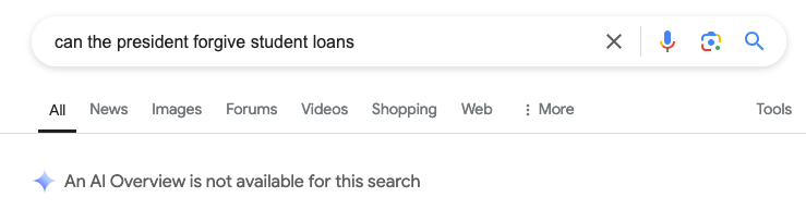 Can the president forgive student loans? AI Overview Not Available