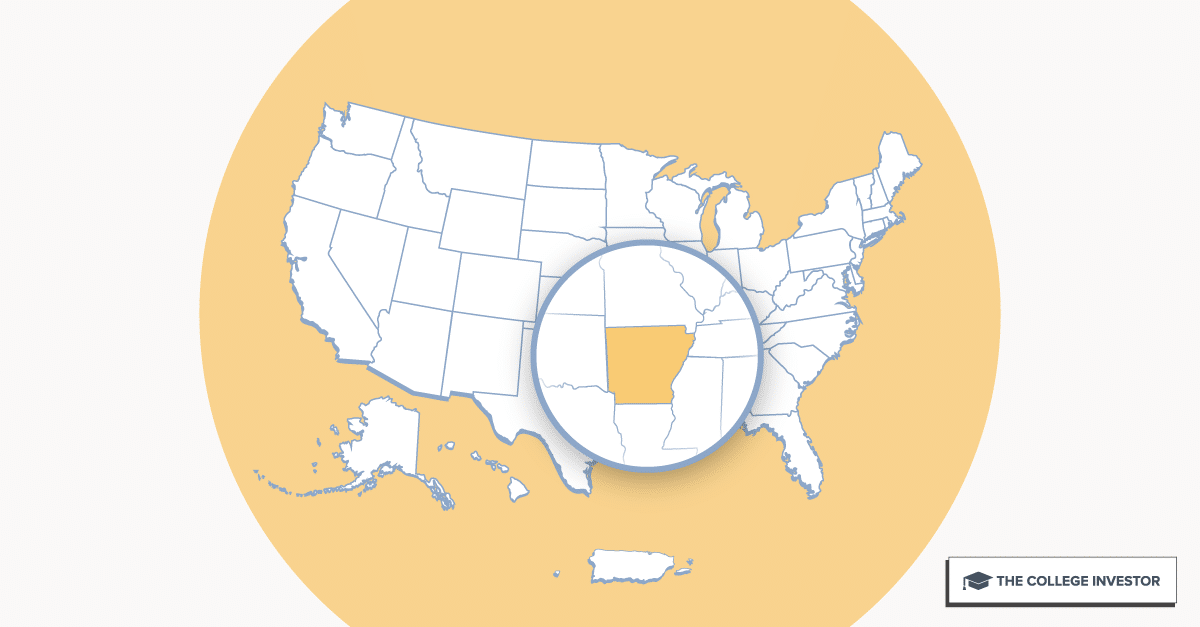 CollegeInvestor_1200x627_Infographic_ 50 + 2 Individual State Call Outs_Arkansas Arkansas Student Loans And Financial Aid Programs