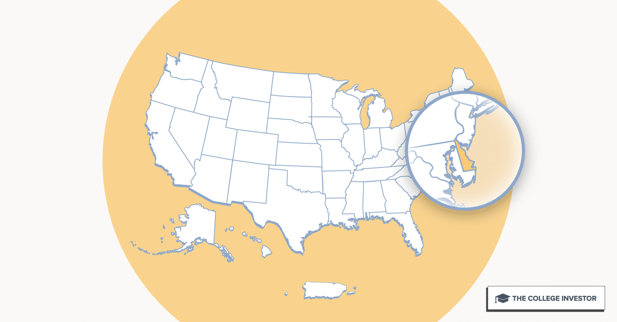 CollegeInvestor_1200x627_Infographic_ 50 + 2 Individual State Call Outs_Delaware Delaware Student Loans And Financial Aid Programs