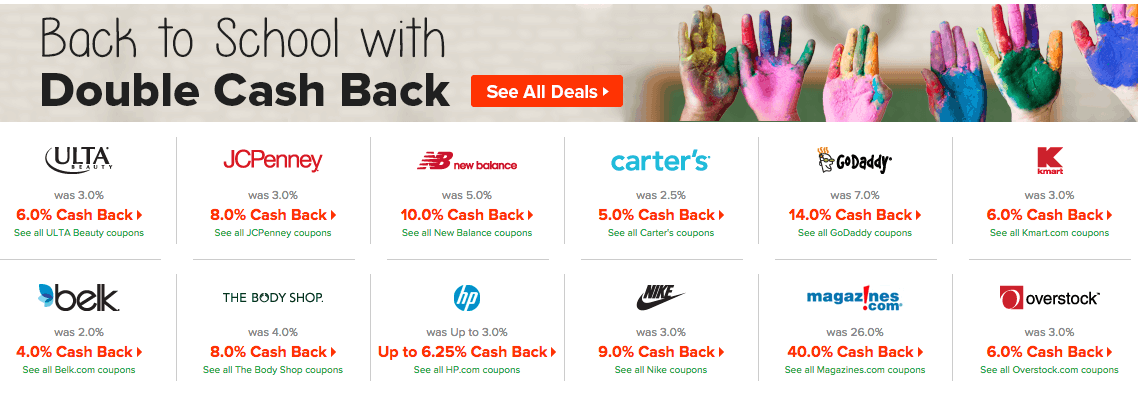 Ebates Cash Back Deals save money with cashback: Ebates Cash Back Deals | Source: The College Investor