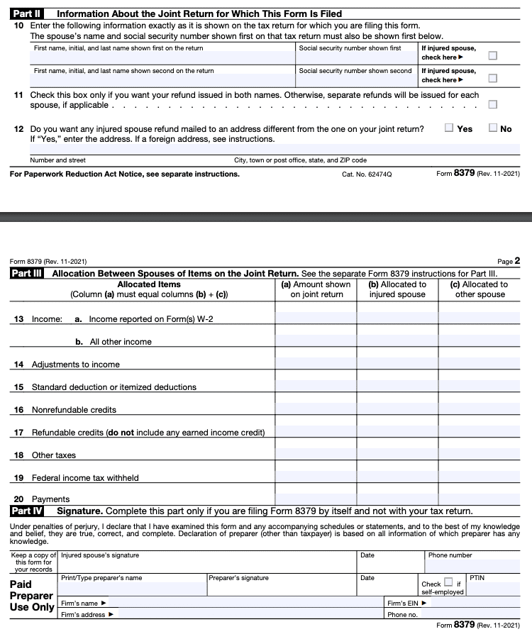 Form 8379 Part 2 and 3 Form 8379 Part 2 and 3