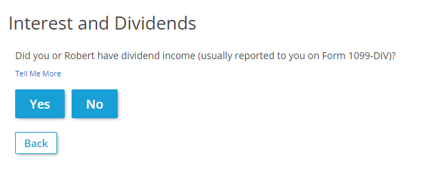 Screenshot of Jackson Hewitt's interest and dividends section Screenshot of Jackson Hewitt's interest and dividends section