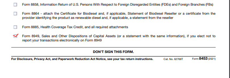 IRS Form 8453 IRS Form 8453