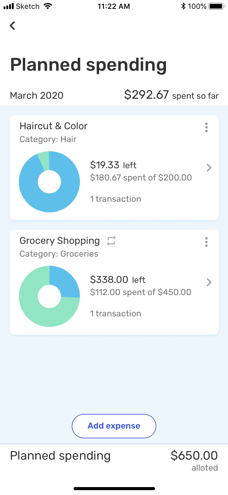 planned spending - mobile Simplifi Review: Planned Spending | Source: Simplifi