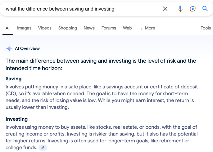 saving vs investing What's The Difference Between Saving And Investing?