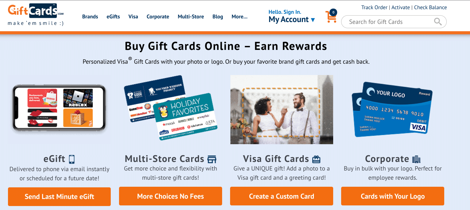 GiftCards.com discounted gift cards: GiftCards.com