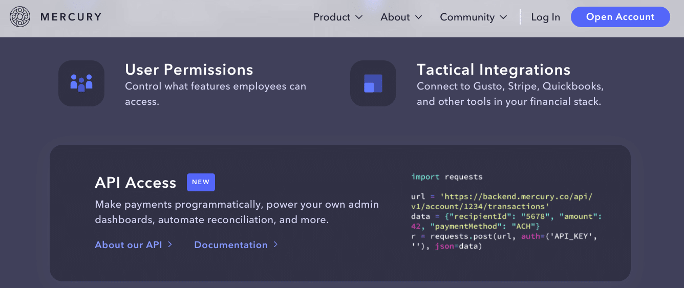 Mercury Bank API Mercury Bank API