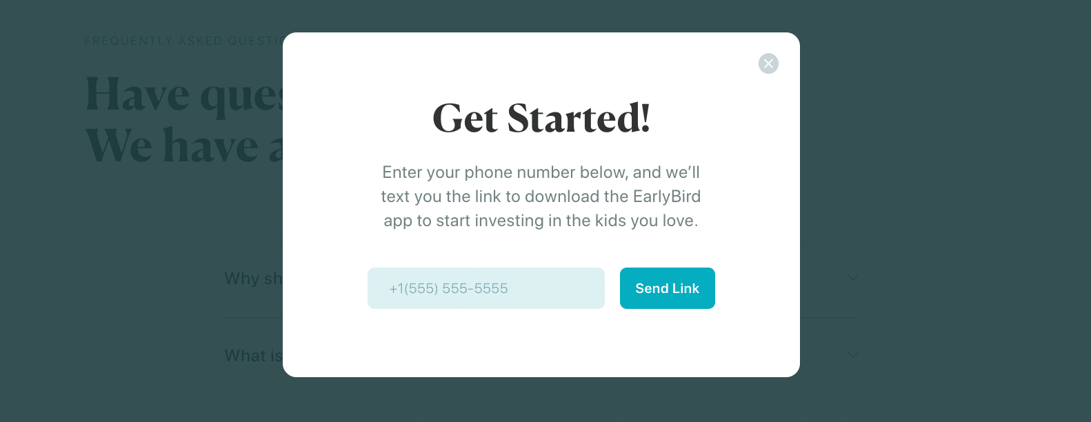 EarlyBird sign up process EarlyBird Review: Sign Up Progress with Text