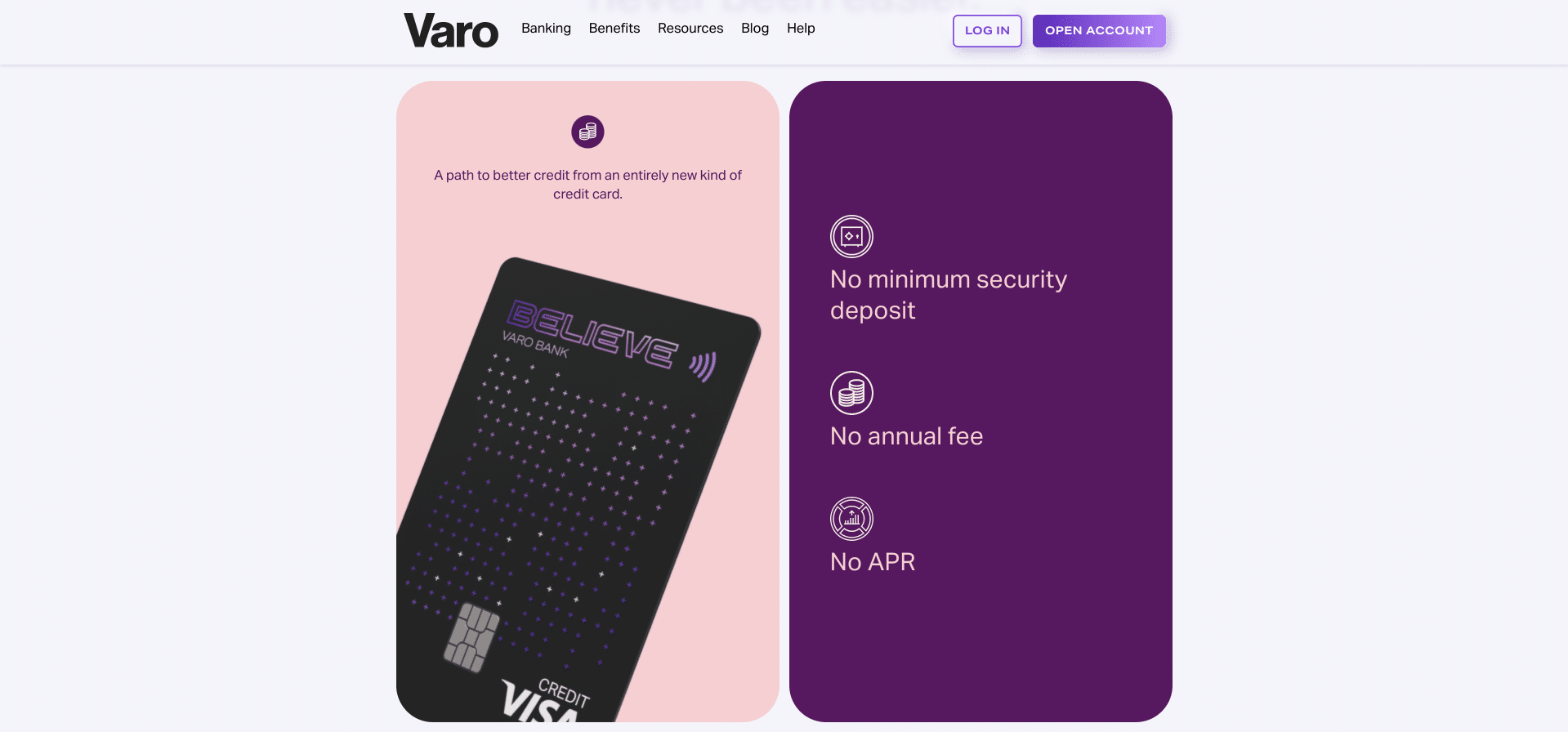 Varo Bank secured credit card Varo Bank secured credit card screenshot | Source: The College Investor