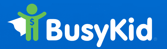 BusyKid logo debit card for kids: Busykid