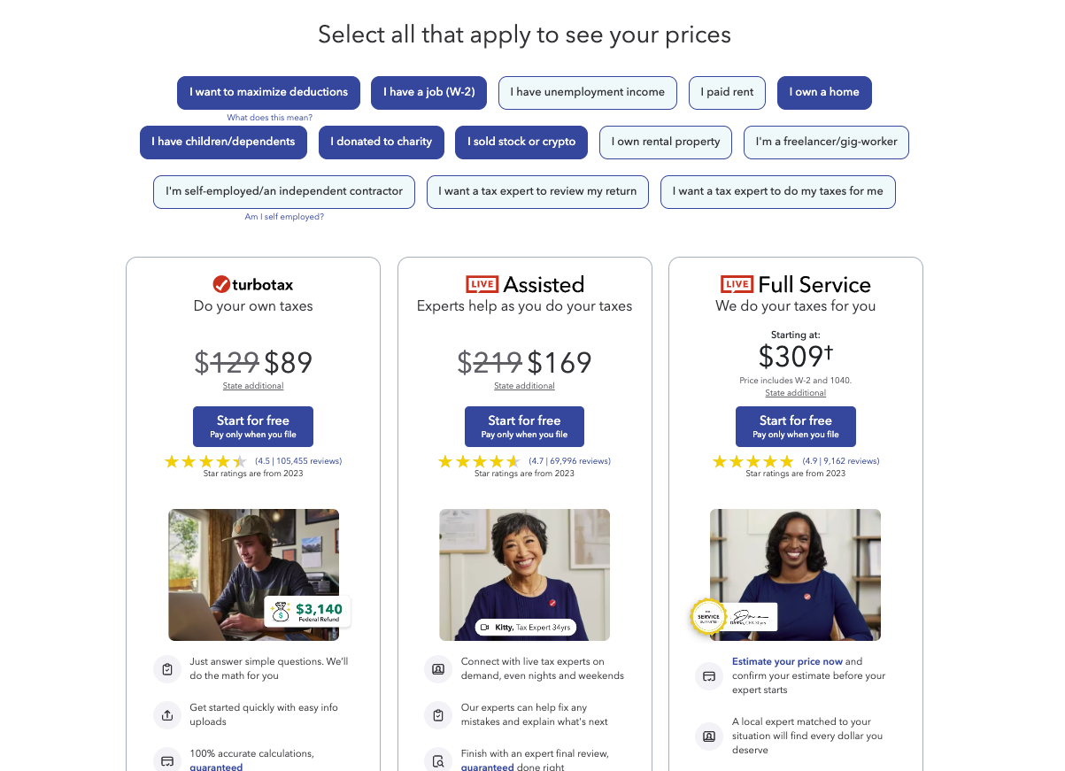TurboTax Pricing Info